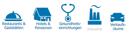 Restaurants & Gaststätten Hotels &Pensionen Gesundheits-einrichtungen Industrie Verkaufs-räume